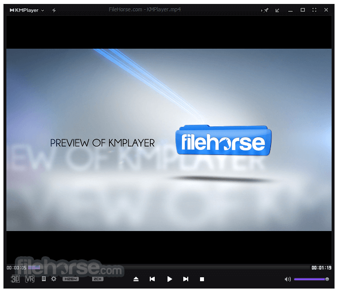 KMPlayer playlist and library view used when verifying playback after install